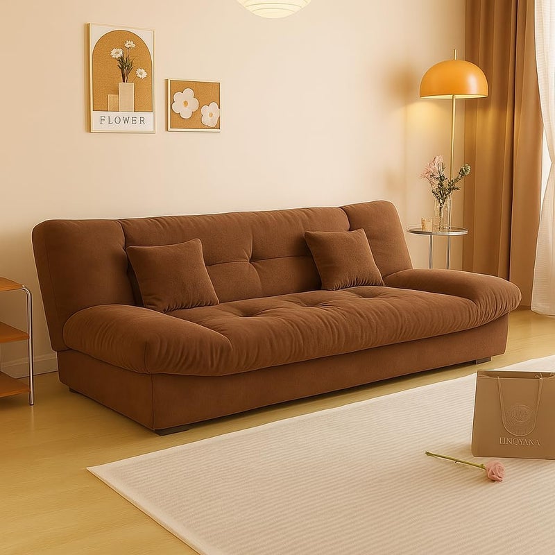 Aroma Homes Modern 3-Seater Convertible Sofabed - Brown - Image 1